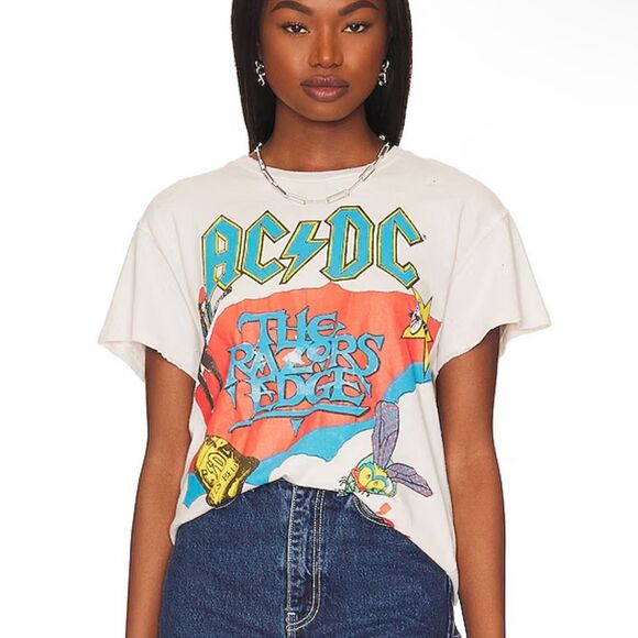 MadeWorn AC/DC The Razor's Edge Tour T-Shirt band concert distressed Revolve S - Picture 2 of 11